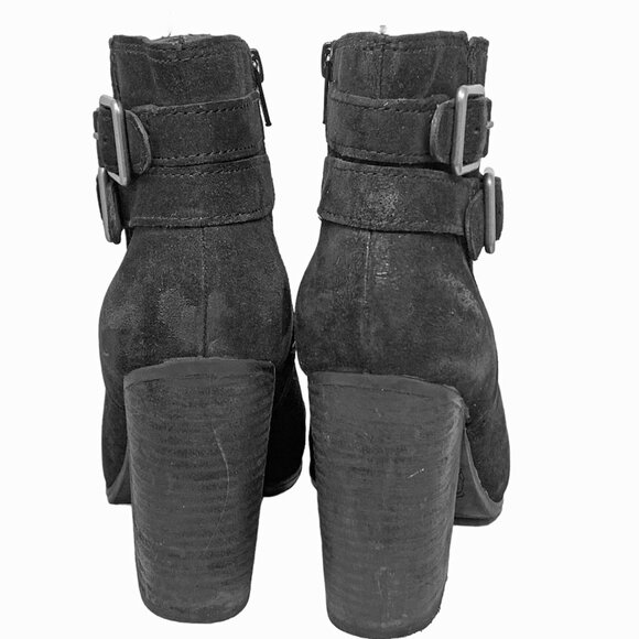 LUCKY BRAND Laureen Leather Buckle Accent‎ Chunky Heel Booties - Picture 9 of 11